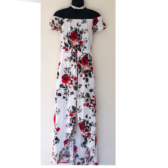 2 Cute Other - Floral Print Off Shoulder Romper